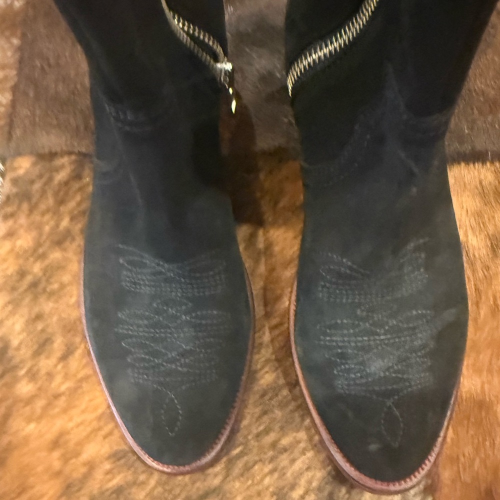 New Zadig and Voltaire Pilar Suede Western Booties - Picture 3 of 10